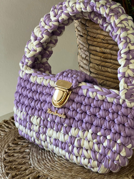 THE CANDY BAG with clasp violet/cream