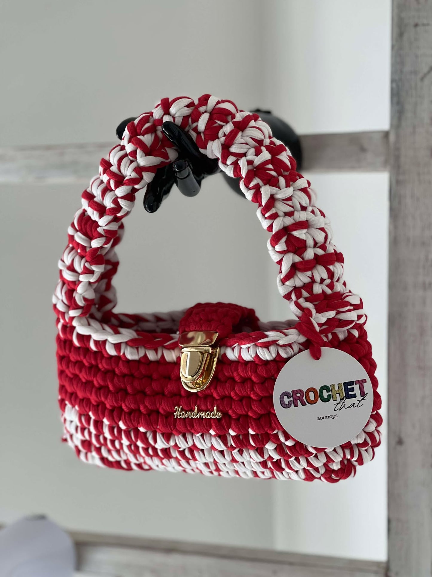 THE CANDY BAG with clasp Red/White