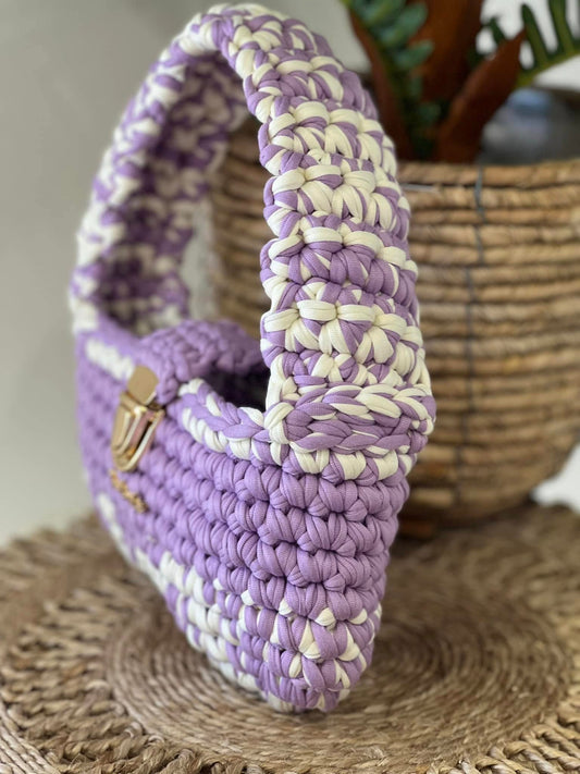 THE CANDY BAG with clasp violet/cream