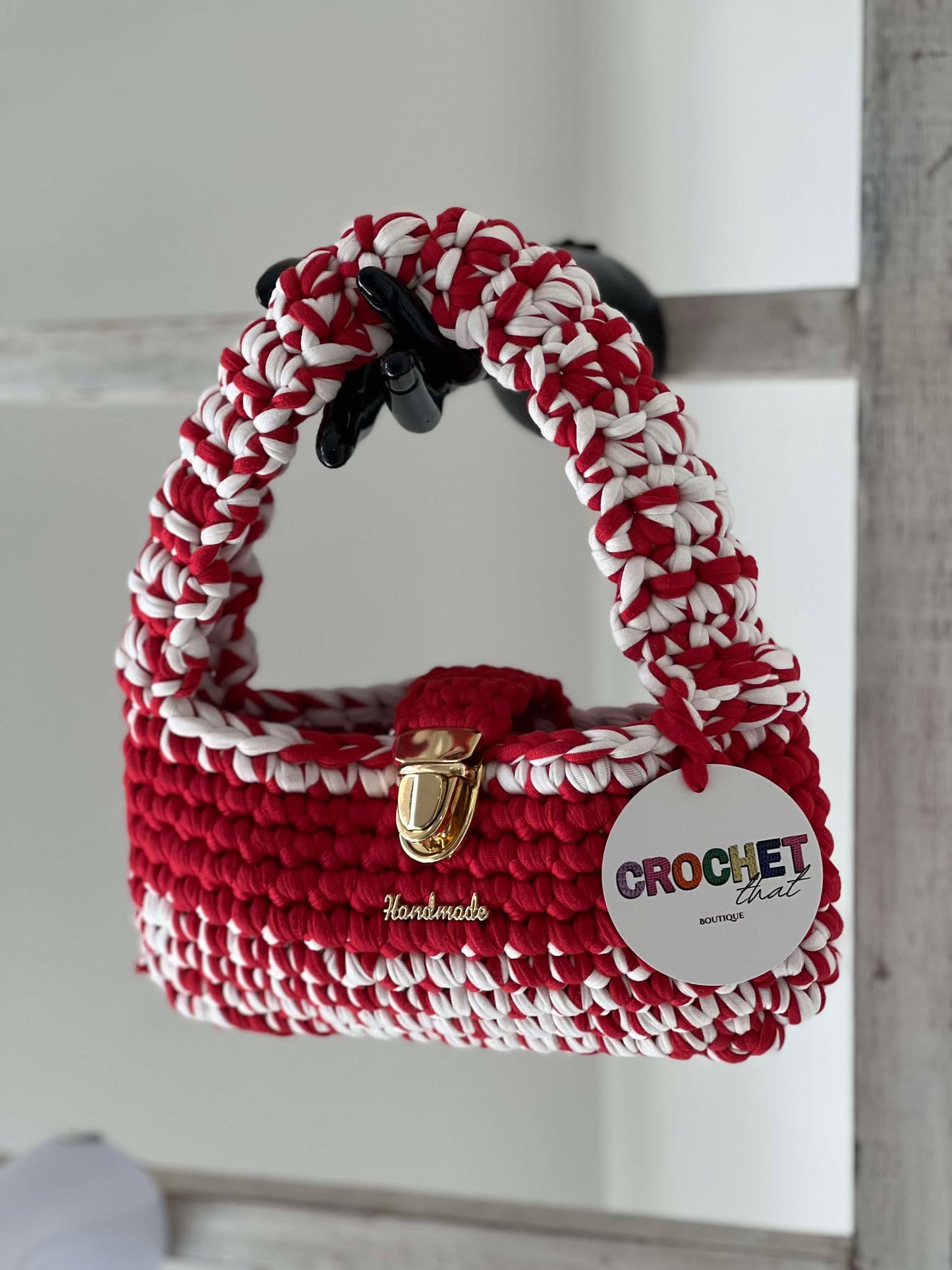 THE CANDY BAG  with clasp Red/White